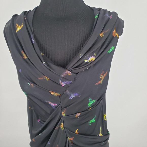 NEW Alexander McQueen SZ XS Black Butterfly Ruched Cocktail Dress 2012 Bodycon - Picture 3 of 12